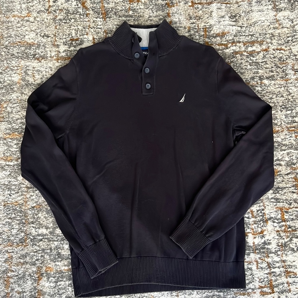 Nautica Navy Blue Sweater with Buttons